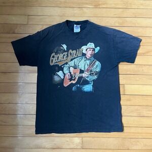 Vintage 2002 George Strait Country Alstyle T-Shirt AAA Black Large Distressed